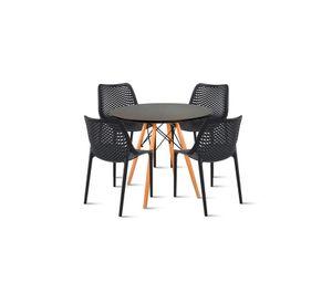 Comedor Mesa Eames redonda 80cm negra + 4 Sillas Berlin - Negras