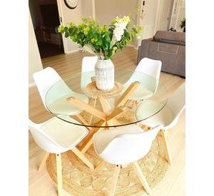COMEDOR 6 PUESTOS VIDRIO 120 CM CROSS REDONDO