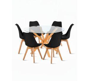 COMEDOR 6 PUESTOS VIDRIO 120 CM CROSS REDONDO