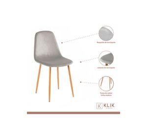 Pack de 4 Sillas Spoon Terciopelo - Gris