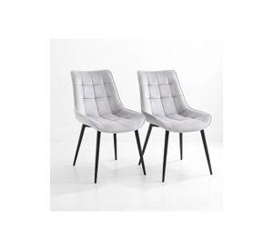 Pack de 2 Sillas de Comedor Macron Acolchada Terciopelo - Gris