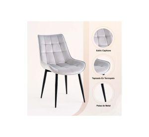 Pack de 2 Sillas de Comedor Macron Acolchada Terciopelo - Gris