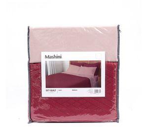 Set Quilt Liso + Sabana Liso 1.5 P Rojo