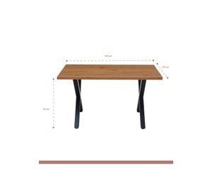 Comedor Color Madera y Metal Cross 140x90 + 6 sillas Tolix con asiento de madera Oscura - Negras