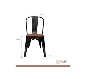 Comedor Color Madera y Metal Cross 140x90 + 6 sillas Tolix con asiento de madera Oscura - Negras