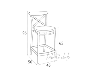 PACK 2 TABURETE PISO DANUBIO 65CM POLIPROPILENO RESPALDO ALTO RESISTENTE