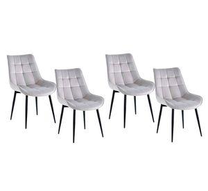 PACK 4 SILLAS DE COMEDOR ACOLCHADO FELPA PATAS NEGRAS CUADRO