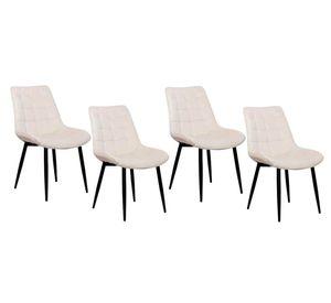 PACK 4 SILLAS DE COMEDOR ACOLCHADO FELPA PATAS NEGRAS CUADRO