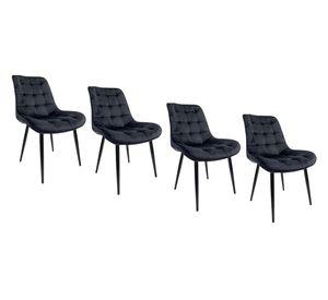 PACK 4 SILLAS DE COMEDOR ACOLCHADO FELPA PATAS NEGRAS CUADRO