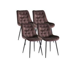 PACK 4 SILLAS DE COMEDOR ACOLCHADO FELPA PATAS NEGRAS CUADRO