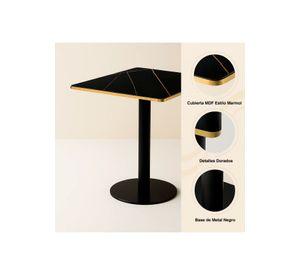 Mesa Luxor de Mdf Efecto Marmol Negro con Dorado