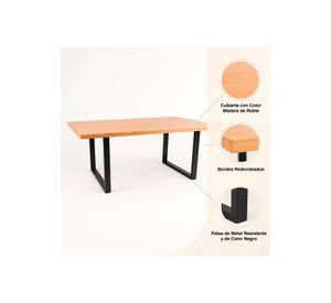 Mesa de Comedor Estilo Industrial 160x90 Madera Clara
