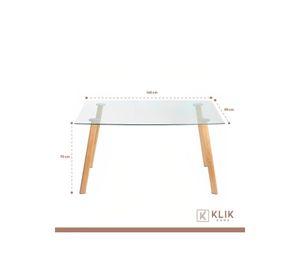 Comedor Mesa de Vidrio Nórdica 140x90 cm + 6 Sillas Eames Blancas