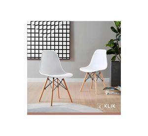 Comedor Mesa de Vidrio Nórdica 140x90 cm + 6 Sillas Eames Blancas