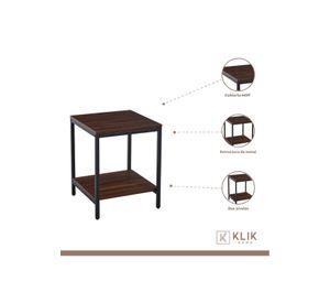 Pack de 2 Veladores Mesa Auxiliar Lateral de 2 Niveles - Madera Oscura Walnut
