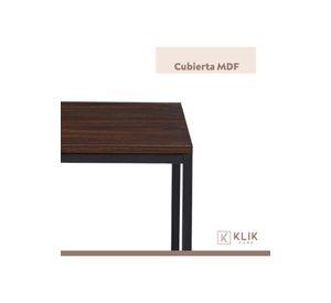 Pack de 2 Veladores Mesa Auxiliar Lateral de 2 Niveles - Madera Oscura Walnut
