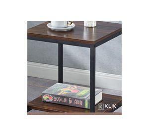 Pack de 2 Veladores Mesa Auxiliar Lateral de 2 Niveles - Madera Oscura Walnut