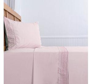 Sabana lisa MF Broderie Bordada 1.5 P Rosado