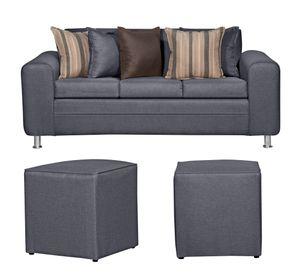 SOFA LEGEND 3 CUERPOS + 2 POUF GRIS
