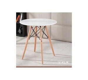 Comedor Mesa Eames Blanca Redonda 80cm + 4 Sillas Tulip Blancas