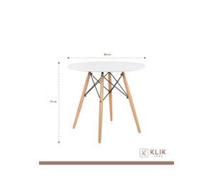 Comedor Mesa Eames Blanca Redonda 80cm + 4 Sillas Tulip Blancas