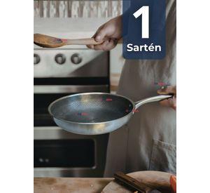 Sartén Acero Inoxidable Antiadherente 28cm Para Cocinar Freír Saltear