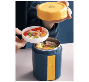 Termo Táper Térmico 500 Ml Estilo Vaso Con Tenedor Oficina Y Escolar Blue
