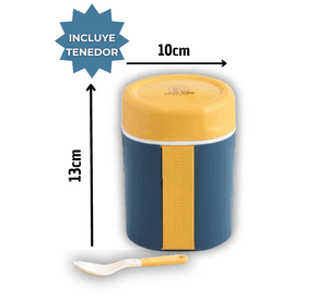 Termo Táper Térmico 500 Ml Estilo Vaso Con Tenedor Oficina Y Escolar Blue
