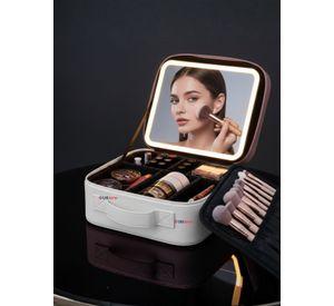 Estuche Maquillaje 2 en 1 Bolso Cosmetiquero con Espejo Con Luz Led Organizador