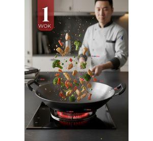 Wok Acero Inoxidable Antiadherente de 42 cm Negro