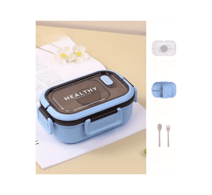 Fiambrera Contenedor 1200 Ml Bento Box Táper Hermético + Salsera Plástico Blue