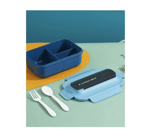Fiambrera Contenedor 1200 Ml Lunch Box Táper Hermético + Vaso Plástico Blue