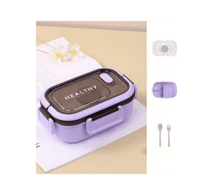 Fiambrera Contenedor 1200 Ml Táper Hermético + Salsera Plástico Purple