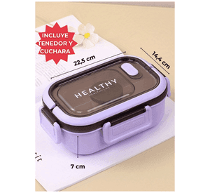 Fiambrera Contenedor 1200 Ml Táper Hermético + Salsera Plástico Purple