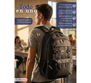 Mochila Ejecutiva Oficina Notebook Impermeable Resistente 44cm Negro 20L