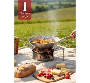 Sartén Wok Tradicional Chino 37cm de Acero Al Carbono
