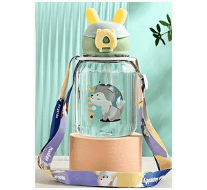Botella Plástica 600ML Con Bombilla y Correa Kawai Sin BPA Niños Fox