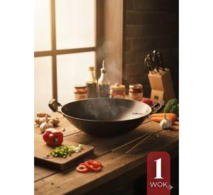 Wok Acero Inoxidable Antiadherente 42 cm Color Negro