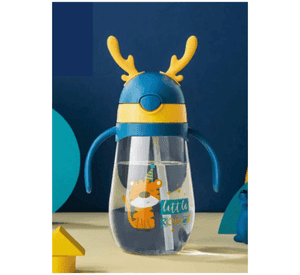 Botella Plástica 480 ML Con Bombilla Y Orejitas Kawai Sin BPA Niños Tiger