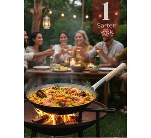 Sartén Wok Tradicional Chino De 37cm Acero Al Carbono