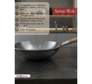 Sartén Wok Tradicional Chino De 37cm Acero Al Carbono
