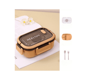 Fiambrera Contenedor 1200 Ml Táper Hermético + Salsera Plástico Beige