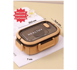 Fiambrera Contenedor 1200 Ml Táper Hermético + Salsera Plástico Beige