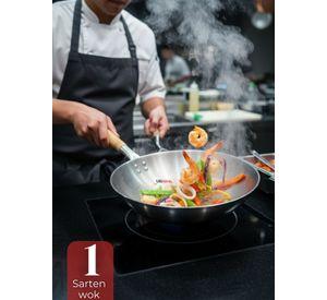 Sartén Wok Tradicional Chino De 37cm de Acero Al Carbono
