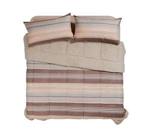 Plumón Sherpa café/beige/celeste 2 plazas
