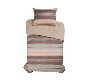 Plumón Sherpa café/beige/celeste 1.5 plazas