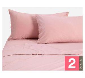 Juego de sábanas 144 hilos rosa 2 plazas