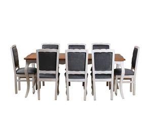 Comedor 8 sillas Normando miel 100x200 tapizado Gris
