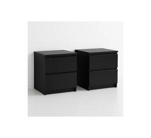 Pack de 2 Veladores Cajon Doble Minimal 30x40 Oscuro