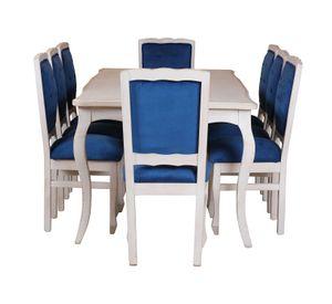 Comedor 8 Sillas Normando 100x200 respaldo tapizado Azul